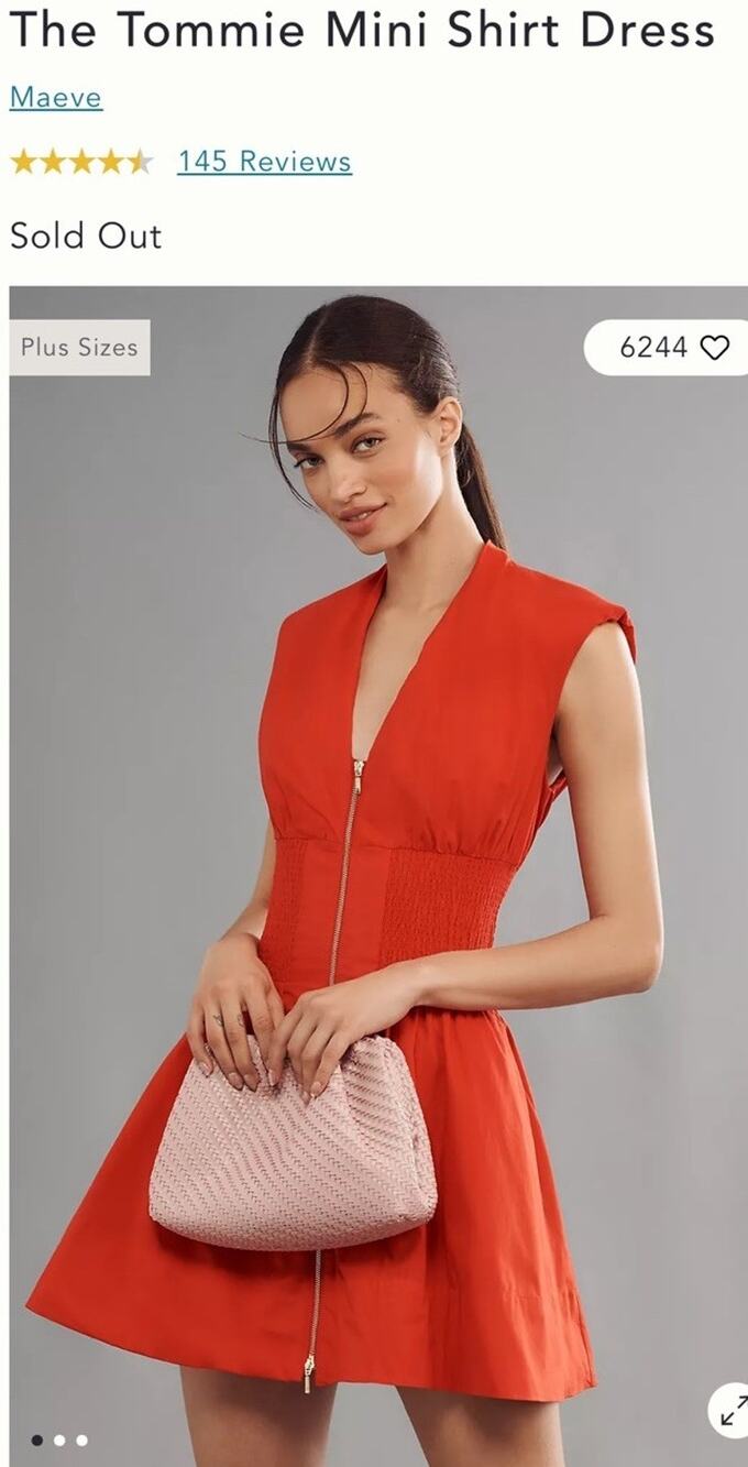 Maeve Anthropologie Tommie Zip Front Mini Shirt dress Sz M Red Summer Chic
